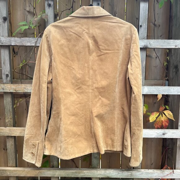 Vintage Danier Leather Blazer Camel Tan Suede Jacket - Picture 2 of 5